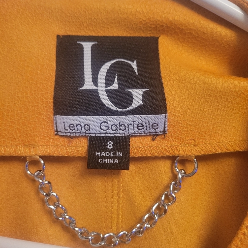 Lena Gabrielle Faux Leather Jacket Size 8 Orange Studded Moto Y2K Edgy - Picture 4 of 7